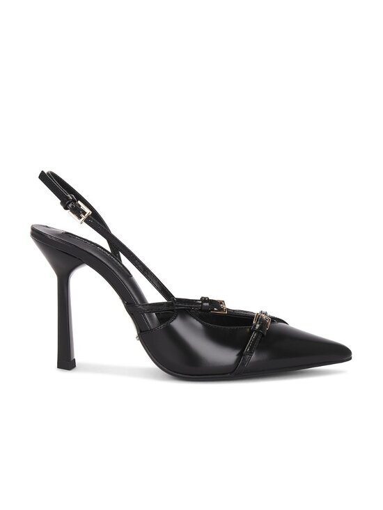 Tony Bianco Shoes - Tony Bianco Garda Sling Back in Black Hi Shine leather pointed toe high heel